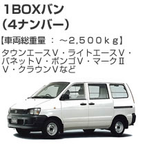 1BOXバン（4ナンバー）2500kg