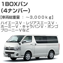 1BOXバン（4ナンバー）3000kg
